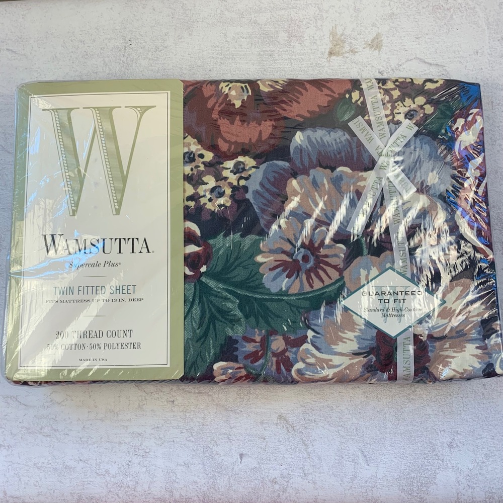 Wamsutta Twin Fitted Sheet Tyler Garden Floral Multicolor 200TC Made in USA